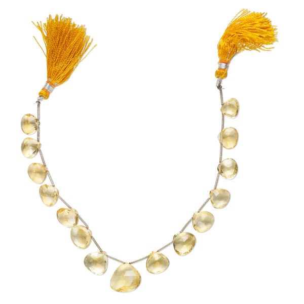 Citrine 1pkg14, hand-cut top-drilled faceted puffed teardrop bead graduated 10x10mm-18x17mm image number 0