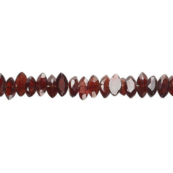 Garnet 1pkg1, hand-cut faceted puffed marquise bead natural 8 inch 5x3mm-7x4mm image number 0
