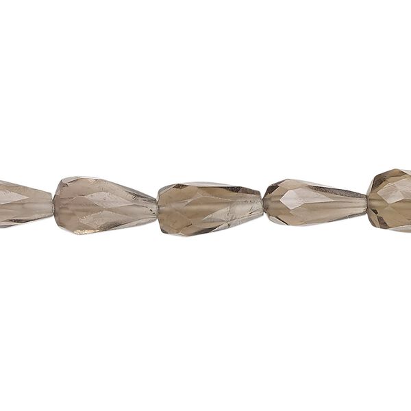 Smoky quartz 1pkg1, hand-cut faceted teardrop bead 14 inch 8x4mm-14x7mm image number 0