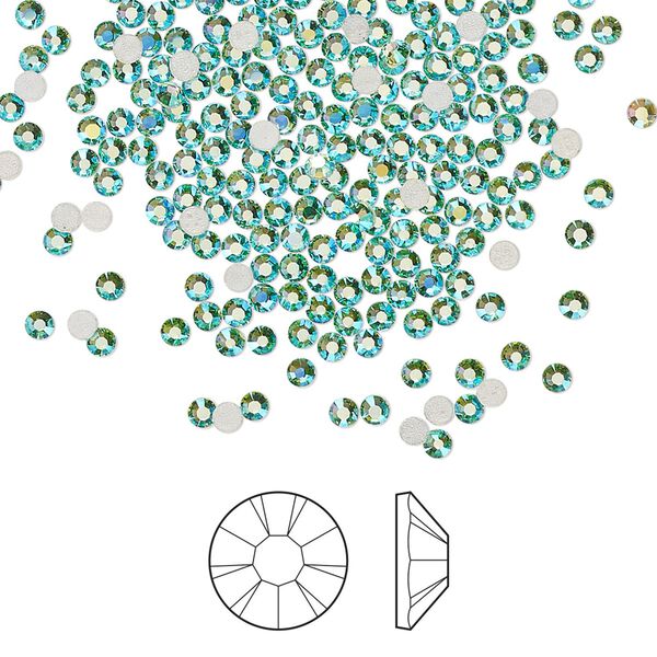Flat back 144pk Caribbean Sea AB foil back, Preciosa MAXIMA Czech crystal hotfix rhinestone 1.9-2.1mm chaton rose round SS6 image number 0