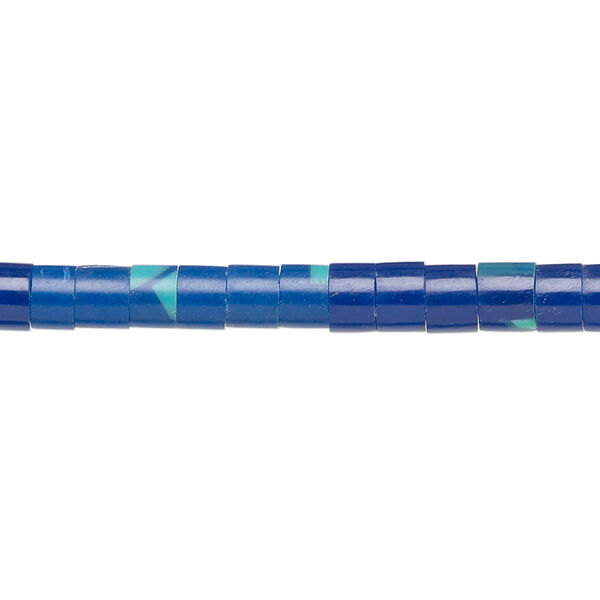 Bead, "azurite-malachite" (resin) (imitation), 4-5mm heishi. Sold per 15-1/2" to 16" strand. image number 0