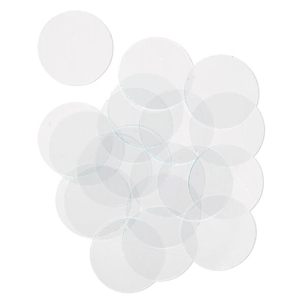 Design element, glass, clear, 1-inch flat round with cut edges. Sold per pkg of 20. image number 0