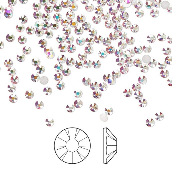 Flat back 144pk crystal AB foil back, Preciosa MAXIMA Czech crystal rhinestone 2.1-2.3mm chaton rose round SS7 image number 0