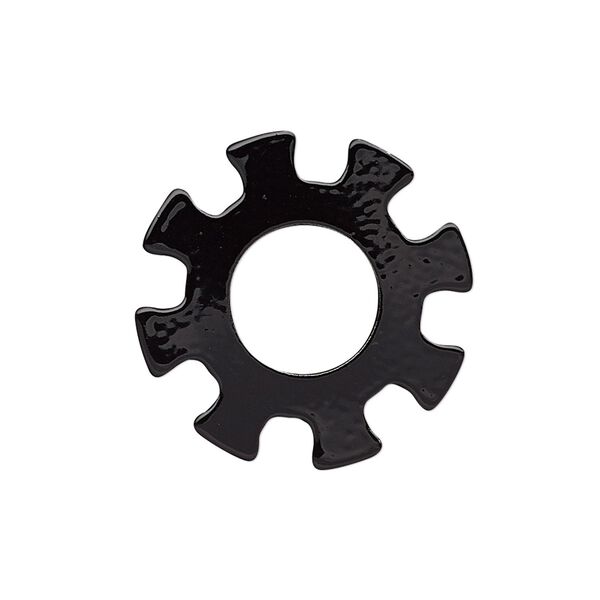 Component, painted steel, black, 25mm gear with 10.5mm center hole. Sold per pkg of 6. image number 0