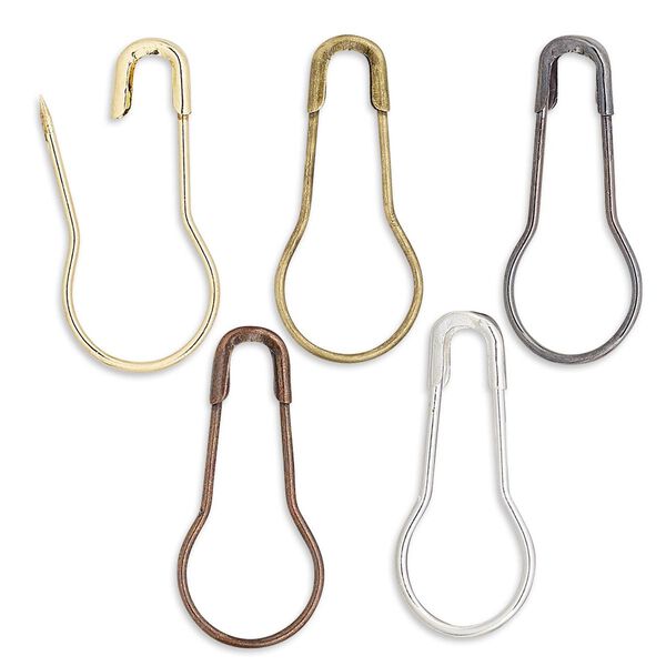 Bail, assorted-finished brass, 22x10mm safety pin with 16mm grip length. Sold per pkg of 50. image number 0