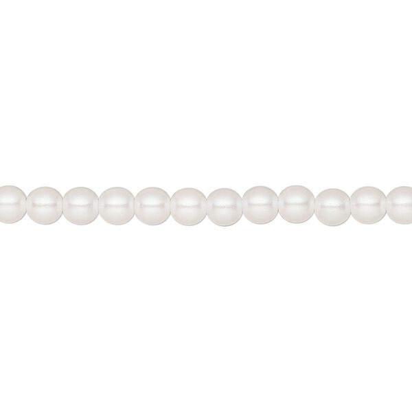 Pearl 50pk pearlescent white, Preciosa Czech crystal 4mm round image number 0