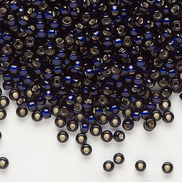 Seed bead, Miyuki, glass, pkg/250g, #8 rocaille, transparent silver-lined dark purple, (RR-1426). image number 0