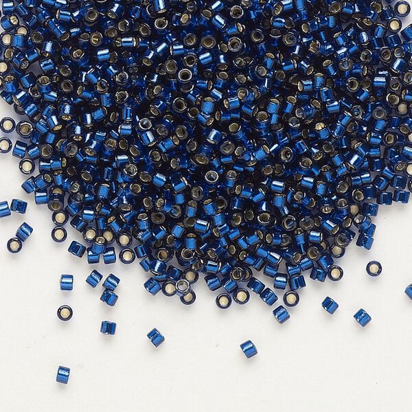Seed bead, Delica®, glass, pkg/250g, #11 round, Duracoat® transparent silver-lined navy blue (DB-2191). image number 0