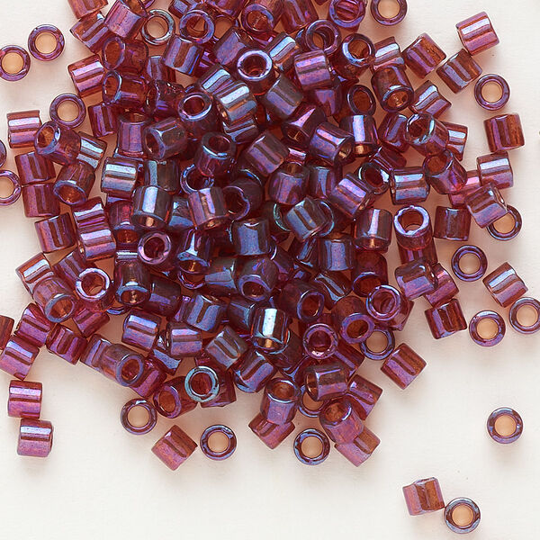 Seed bead, Delica®, glass, pkg/7.5g, #8 round, translucent rainbow gold luster claret (DBL-0104). image number 0