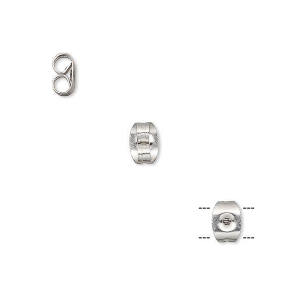 Earnut, stainless steel, 6x4.5mm rectangle. Sold per pkg of 10 pairs. image number 0