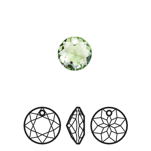Drop 48pk peridot, Swarovski® 10mm pendant classic cut 6430 image number 0