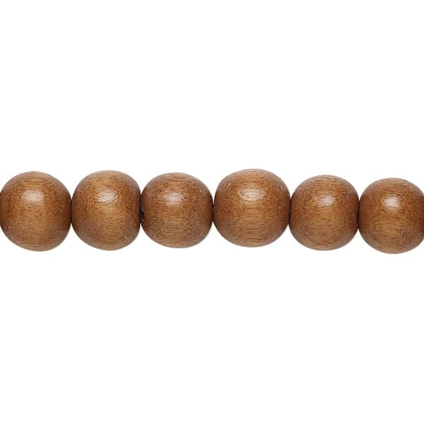 Bead, Taiwanese cheesewood (dyed / waxed), light brown, 7-8mm round. Sold per pkg of (2) 15-1/2" to 16" strands. image number 0