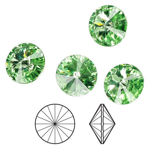 Chaton 144pk peridot foil back, Swarovski® 14mm rivoli 1122 image number 0