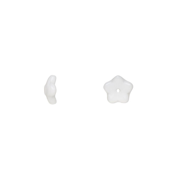 Bead cap, Czech pressed glass, opaque white, 7x3mm flower, fits 5-7mm bead. Sold per pkg of 50. image number 0