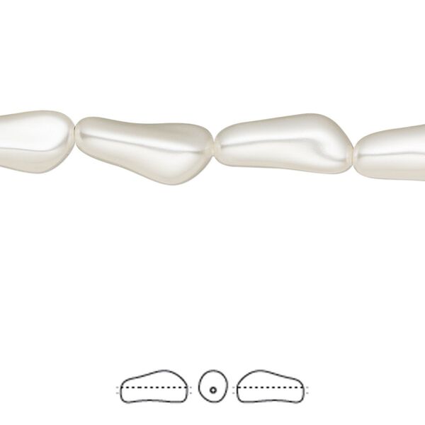 Pearl 10pk white, Crystal Passions® 14x6mm baroque elongated 5844 image number 0