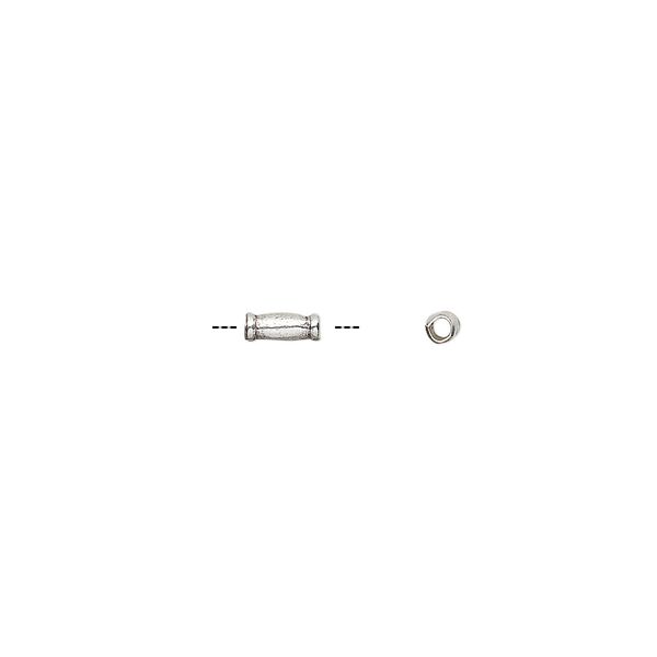 Bead, Hill Tribes, antiqued sterling silver, 5x2mm round tube. Sold per pkg of 10. image number 0