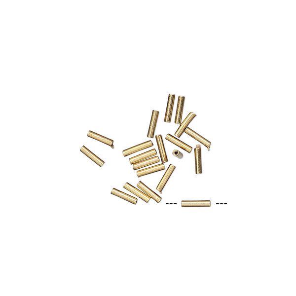 Bead, 14Kt gold-filled, 4x1mm liquid round tube with 0.4mm hole. Sold per pkg of 20. image number 0