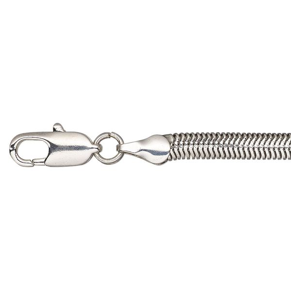 Chain, silver-finished brass, 3mm flat snake, 20 inches. Sold individually. image number 0