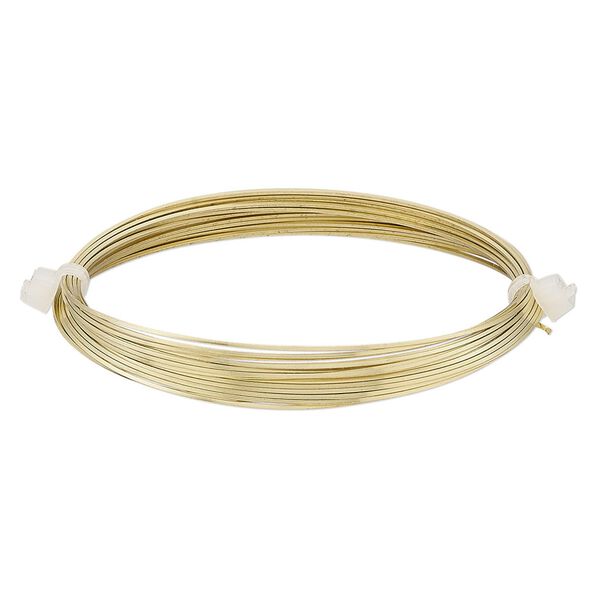 Wire, Beadalon®, brass, half-hard, square, 22 gauge. Sold per 3.5-meter section. image number 0