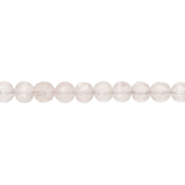 Bead, rose quartz (natural / dyed), light, 4-5mm hand-cut faceted round with 0.4-1.4mm hole, B grade, Mohs hardness 7. Sold per 9-inch strand, approximately 45 beads. image number 0