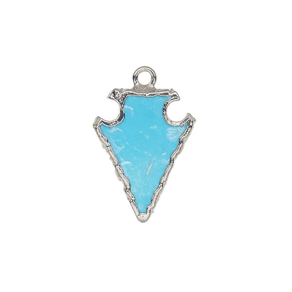 Magnesite / sterling silver 1pkg1, electroplated hand-cut arrowhead drop 20x15mm image number 0