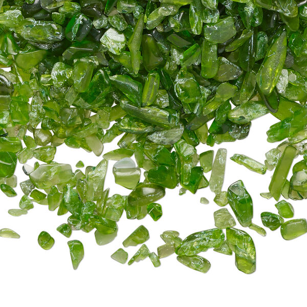 Chrome diopside 1pkg1, undrilled tumbled polished inlay chip natural 2 oz mini image number 0