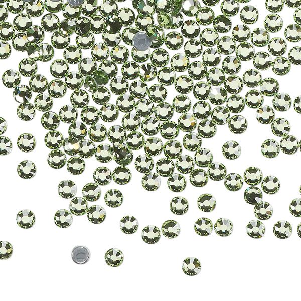 Flat back, Dance With Me™ crystal hotfix rhinestone, peridot, foil back, 2.7-2.9mm rose, SS10. Sold per pkg of 144 (1 gross). image number 0