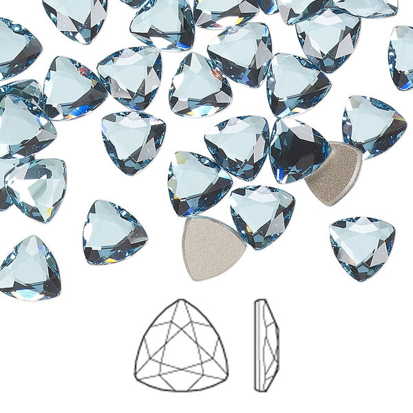 Flat back 144pk aquamarine foil back, Swarovski® 7mm trilliant 2472 image number 0