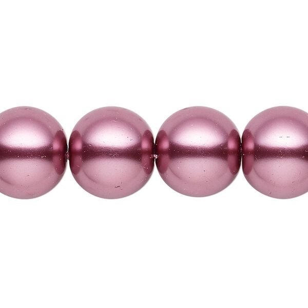 Bead, glass, opaque dusty rose, 13-14mm round. Sold per 15-1/2" to 16" strand. image number 0