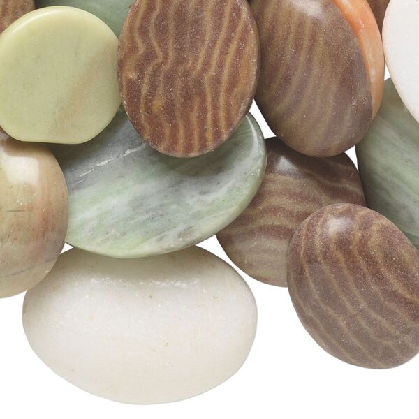 Multi-gemstone 1pkg1, non-calibrated round cab natural 1/2 lb mix 15x14mm-40x30mm image number 0
