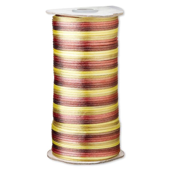 Cord, Satinique™, satin, falling leaves, 2mm regular. Sold per 400-foot spool. image number 0
