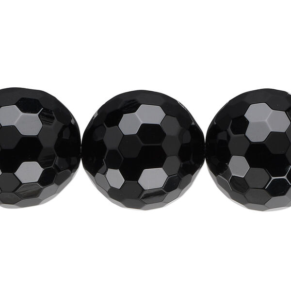 Black onyx 1pkg1, faceted round bead B grade, 15.5-16 inch 18mm image number 0