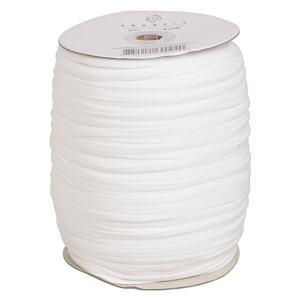 Cord, elastic, white, 6mm flat, 50-pound test. Sold per 250-meter spool. image number 0
