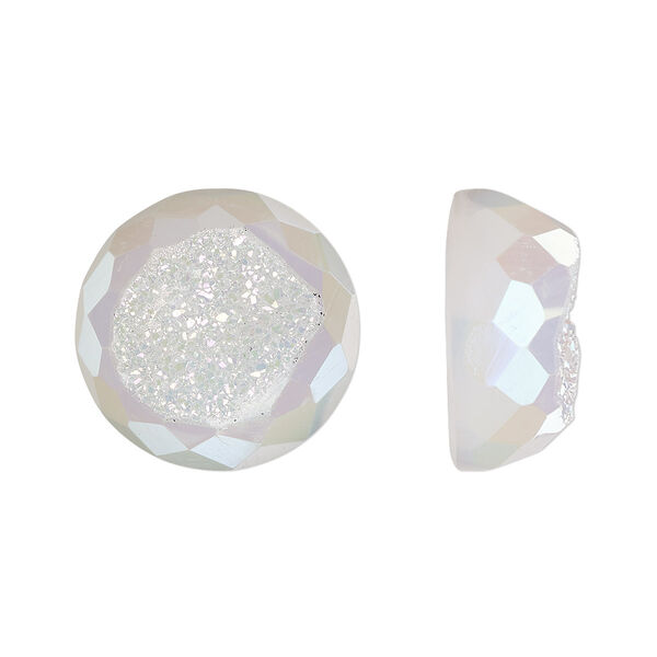 Druzy agate 1pkg1, hand-cut calibrated faceted round cab B grade, 16mm image number 0
