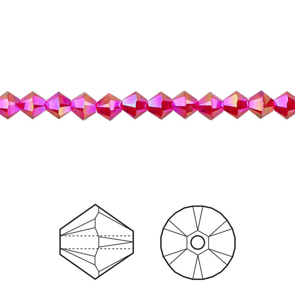 Bead 1440pk light Siam shimmer 2X, Swarovski® 4mm XILION bicone 5328 image number 0