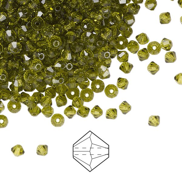 Bead 48pk olivine, Preciosa Czech crystal 3mm bicone image number 0