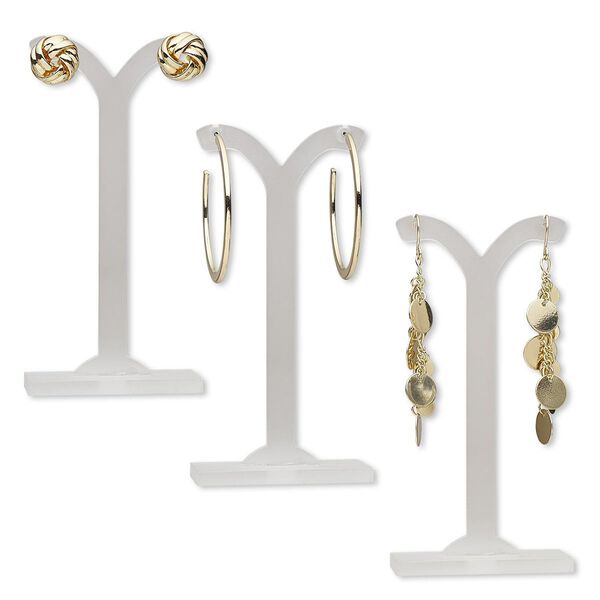 Earring, gold-finished brass and steel, 1/2 inch round knot / 1-3/4 inch round hoop / 2-1/2 inches with dangle. Sold per pkg of 3 pairs. image number 0