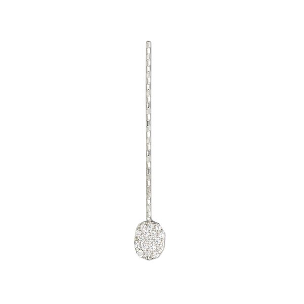 Paddle pin, cubic zirconia and rhodium-plated sterling silver, clear, 1-inch diamond-cut twisted with 6x4.5mm oval, 22 gauge. Sold individually. image number 0