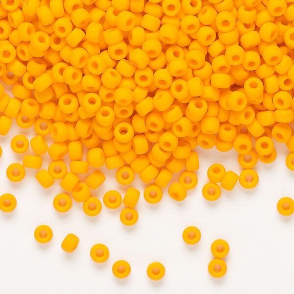 Seed bead, Miyuki, glass, pkg/50g, #8 rocaille, opaque matte mandarin orange (RR-405F). image number 0
