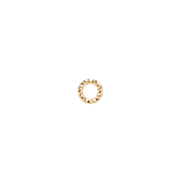 Jump ring, gold-plated brass, 6mm twisted round, 3.6mm inside diameter, 16 gauge. Sold per pkg of 500. image number 0
