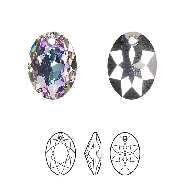 Drop 36pk crystal vitrail light P, Swarovski® 16mm pendant elliptic cut 6438 image number 0