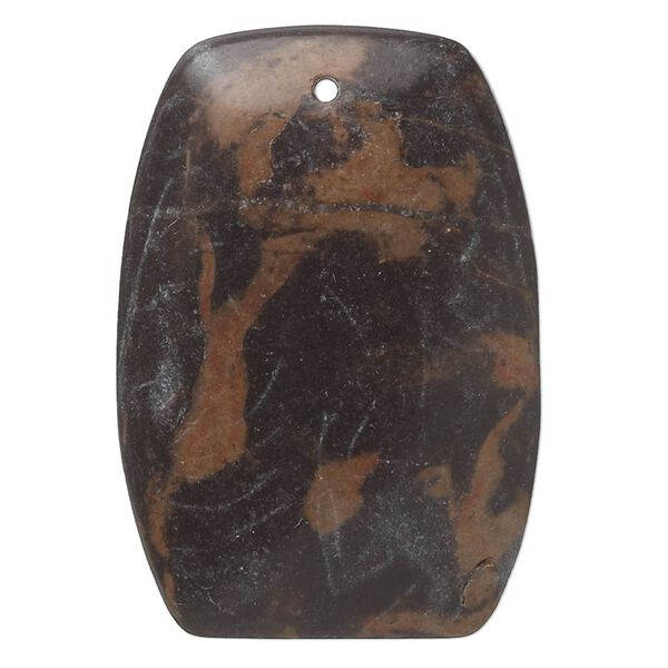 Portoro marble 1pkg1, rounded puffed flat back rectangle focal natural 44x29mm-44x30mm image number 0