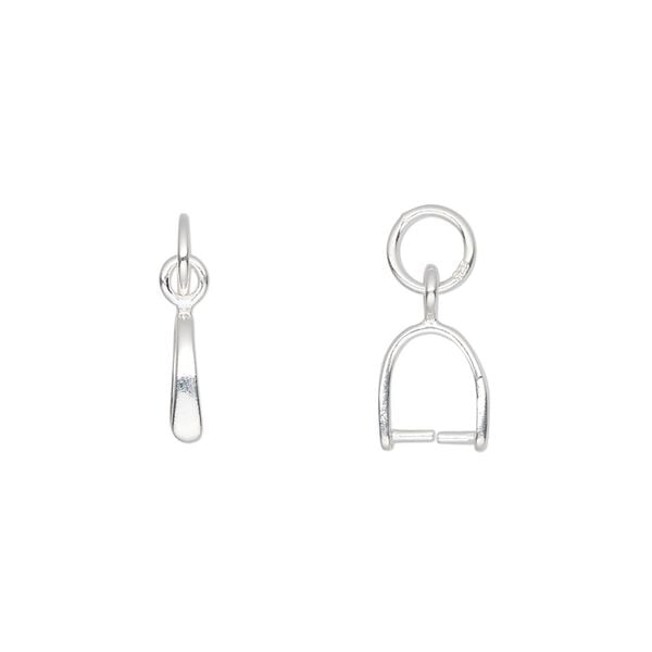 Bail, ice-pick, sterling silver, 16.5x2mm with6.5 grip length and soldered jumpring. Sold individually. image number 0