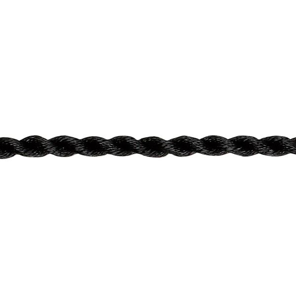 Necklace cord, satin-finished nylon, black, 3mm smooth twist, 18 inches. Sold per pkg of 2. image number 0