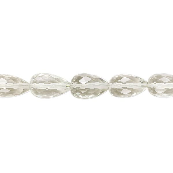Green quartz 1pkg1, hand-cut micro-faceted teardrop bead 6.5 inch 8x6mm-12x7mm image number 0