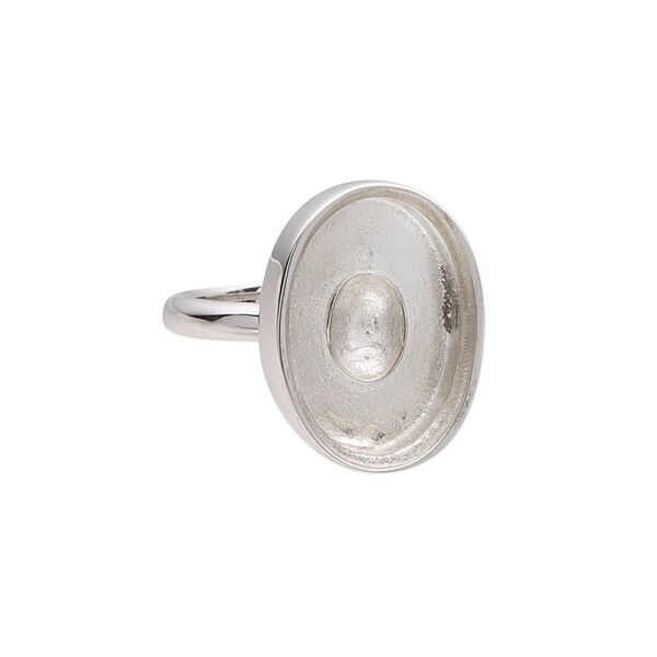 Ring, Almost Instant Jewelry®, sterling silver, 19mm wide with 18x13mm oval glue-in setting, size 7. Sold individually. image number 0