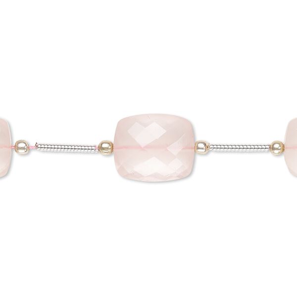 Rose quartz 1pkg5, hand-cut faceted rectangle bead natural 12x10mm-14x10mm image number 0