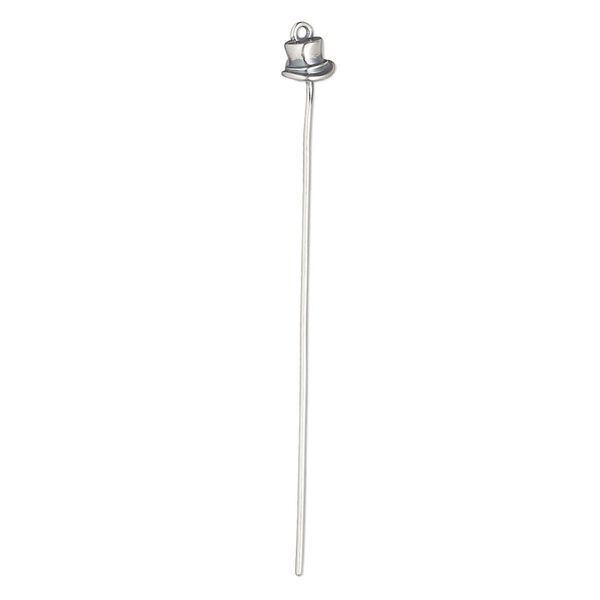 Head pin, antiqued sterling silver, 2 inches with 5.5x4mm hat, 21 gauge. Sold individually. image number 0