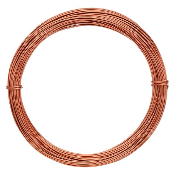 Wire, anodized aluminum, orange copper, 0.8mm round, 20 gauge. Sold per pkg of 45 feet. image number 0