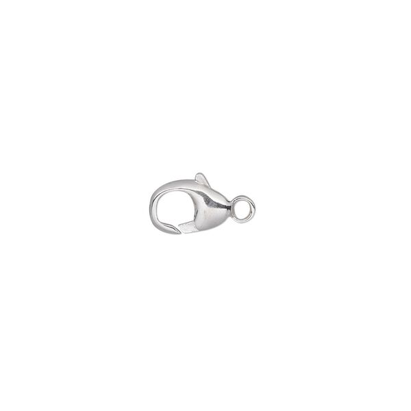Clasp, lobster claw, sterling silver and steel, 8x6mm oval. Sold per pkg of 10. image number 0
